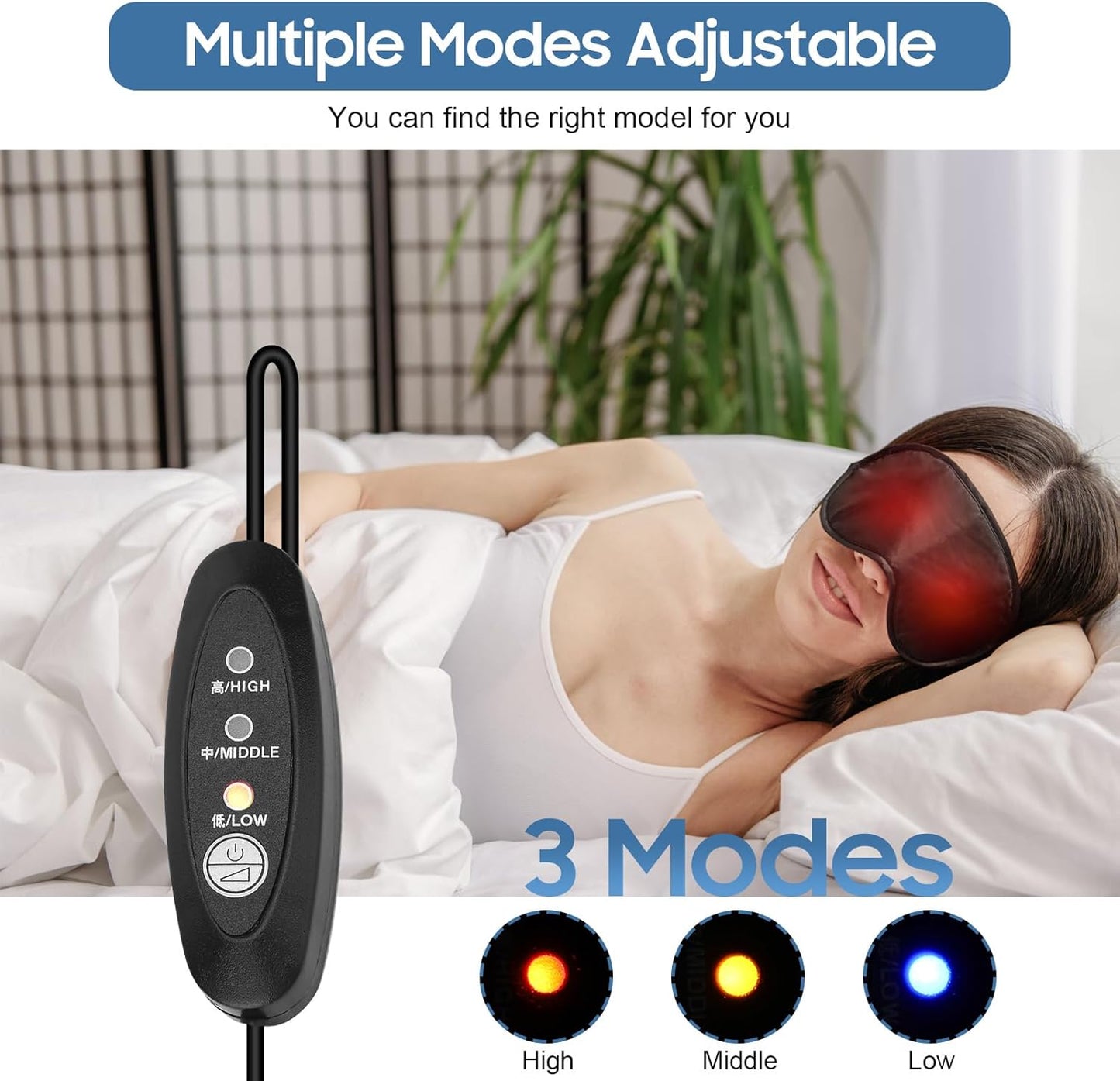 Heated Eye Mask Warming Night Massage Mask Electric USB Heated Hot Pads for Blepharitis Dry Stress Puffy Eyes
