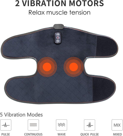 Heated Knee Massager, Knee Brace Wrap with Massage,Vibration,Heating Pad for Knee, Leg Massager, Heated Knee Pad for Stress Relief, Birthday Gifts for Her Him,Gifts for Men/Women