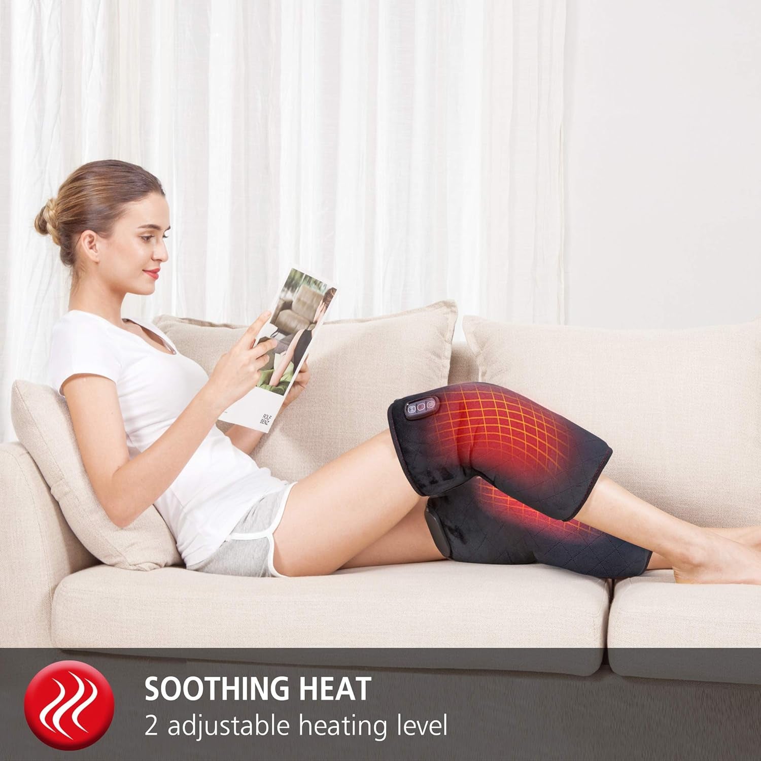 Heated Knee Massager, Knee Brace Wrap with Massage,Vibration,Heating Pad for Knee, Leg Massager, Heated Knee Pad for Stress Relief, Birthday Gifts for Her Him,Gifts for Men/Women