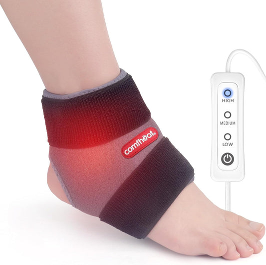 Heated Ankle Wrap for Ankle Arthritis Pain Relief, USB Ankle Heating Pad with 3 Heat Settings, Auto Shut Off, Heat Therapy for Sprains, Strains, Post-Surgical, 1 Pack