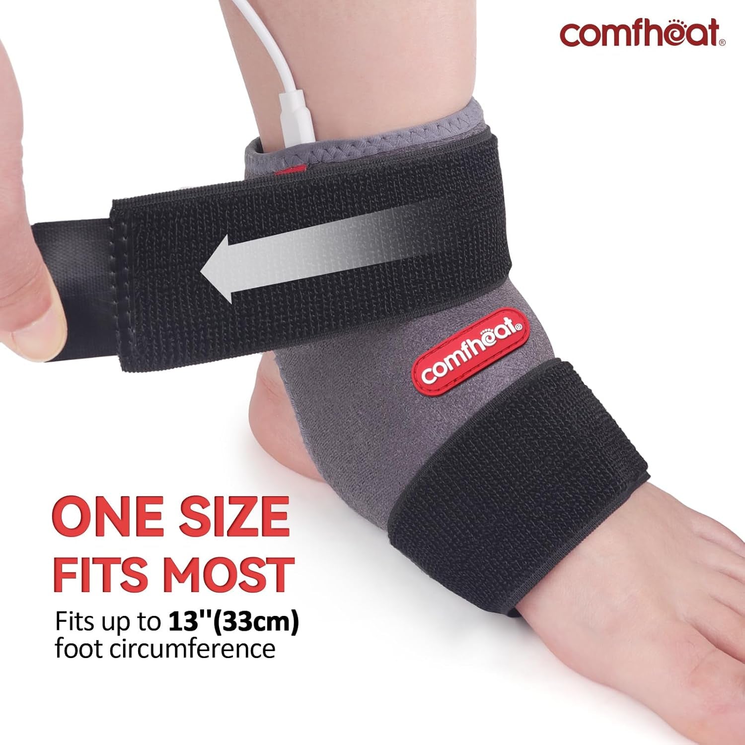 Heated Ankle Wrap for Ankle Arthritis Pain Relief, USB Ankle Heating Pad with 3 Heat Settings, Auto Shut Off, Heat Therapy for Sprains, Strains, Post-Surgical, 1 Pack