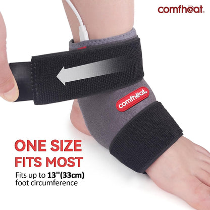 Heated Ankle Wrap for Ankle Arthritis Pain Relief, USB Ankle Heating Pad with 3 Heat Settings, Auto Shut Off, Heat Therapy for Sprains, Strains, Post-Surgical, 1 Pack