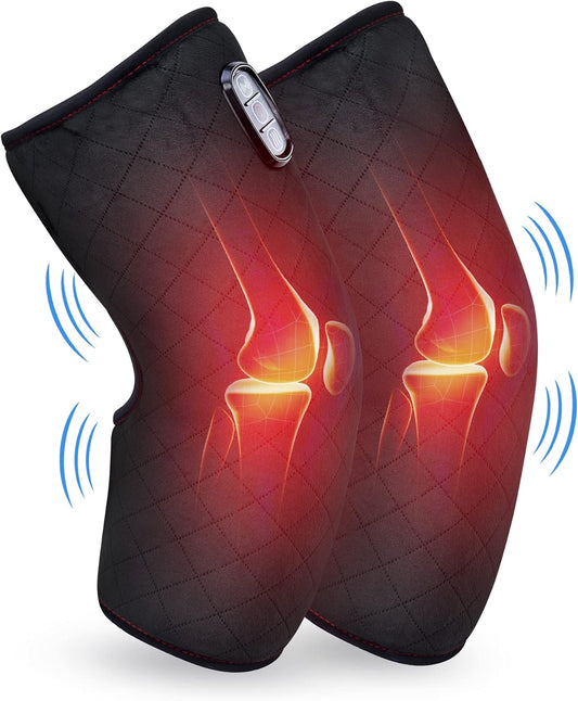 Heated Knee Massager, Knee Brace Wrap with Massage,Vibration,Heating Pad for Knee, Leg Massager, Heated Knee Pad for Stress Relief, Birthday Gifts for Her Him,Gifts for Men/Women